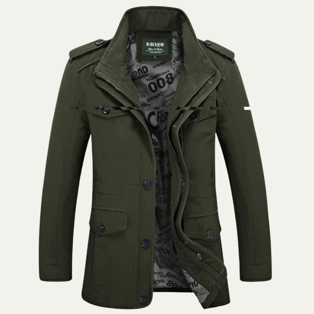The Millbrook Mens Casual Trench Coat Long Military Jacket