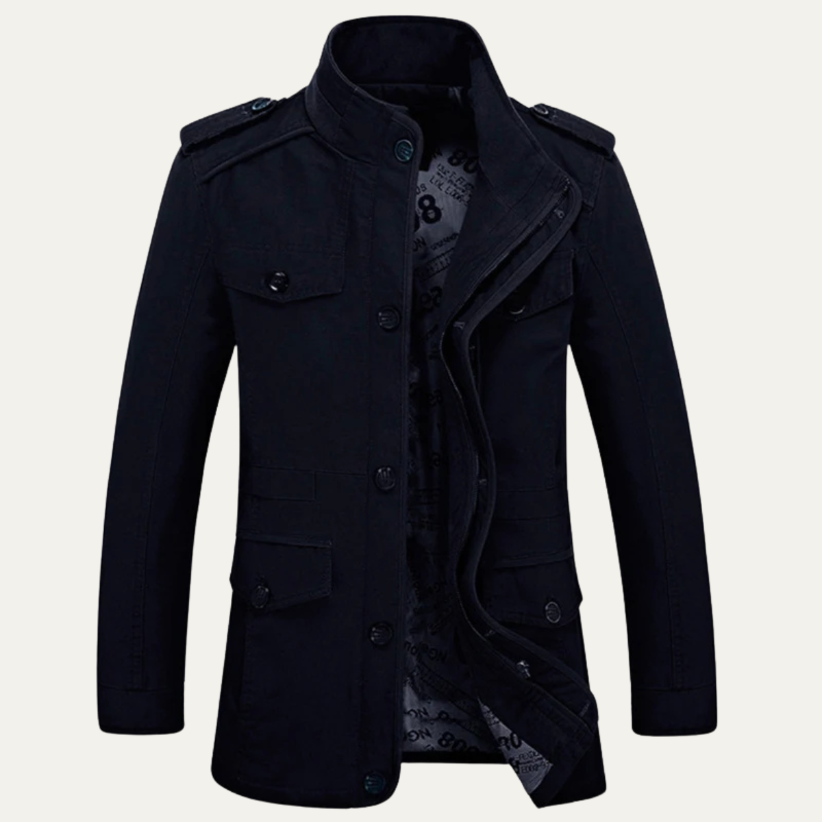The Millbrook Mens Casual Trench Coat Long Military Jacket