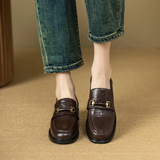 The Montepulciano Men’s Classic Slip On Leather Loafers with Metal Buckle