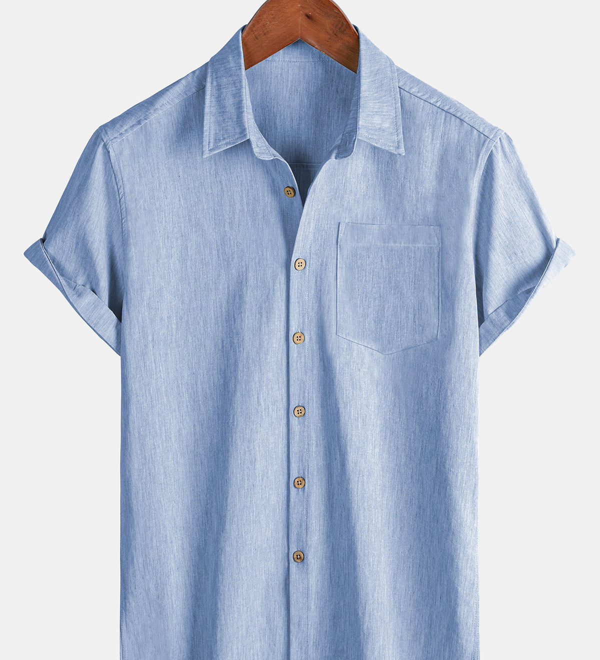 Men's Comfort Solid Blue Sport Short Sleeve Shirt