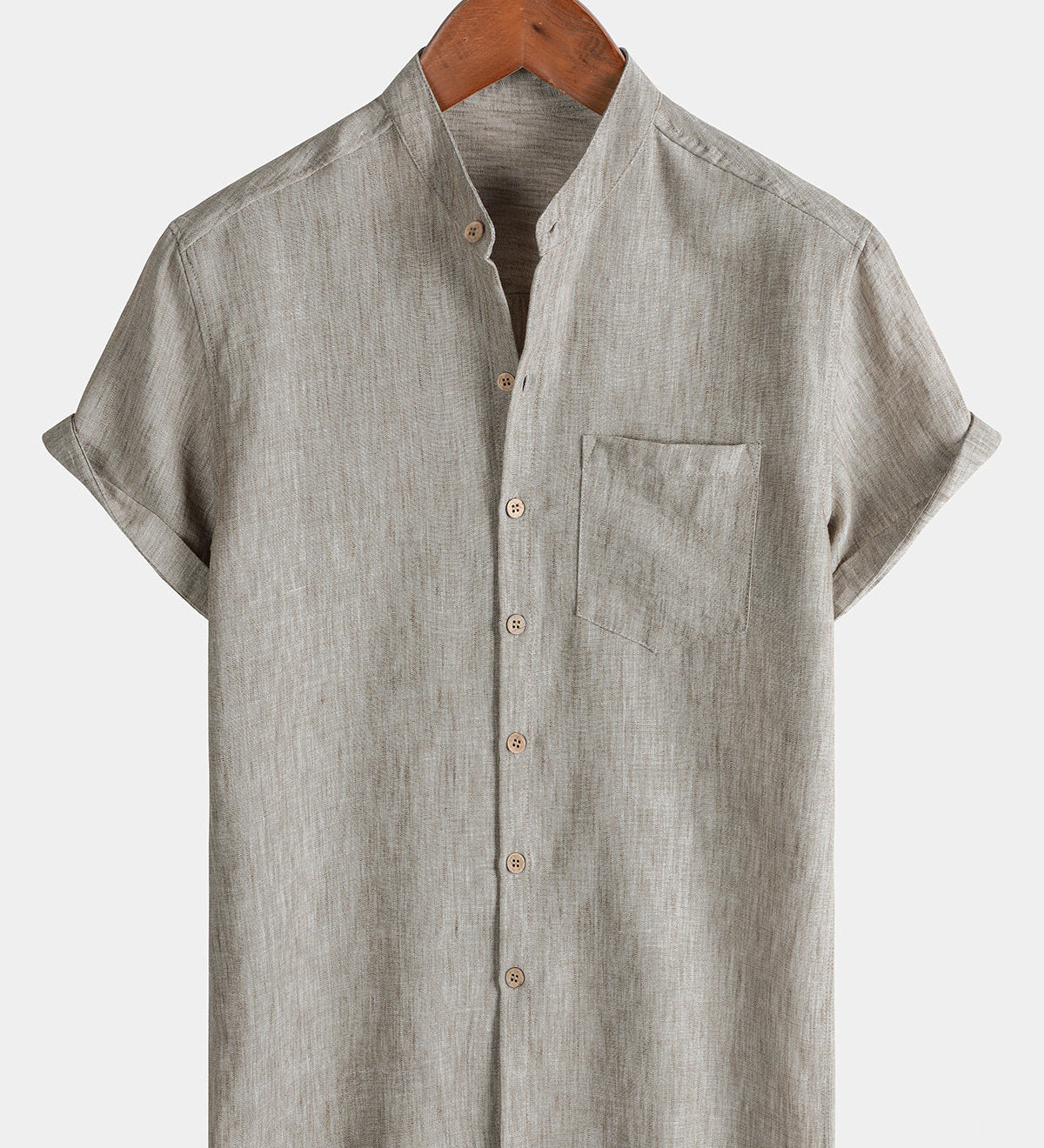 Men's Casual Solid Henley Collar Summer Short Sleeve Shirt
