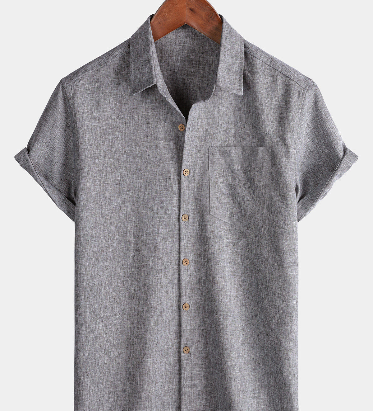 Men's Casual Solid Soft Casual Button Up Short Sleeve Shirt