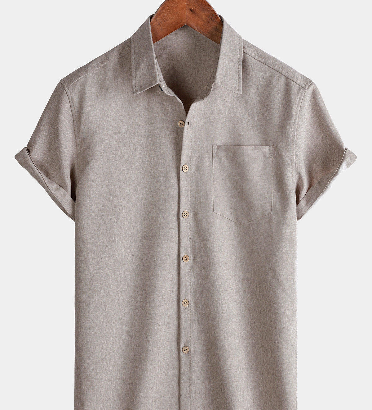 Men's Casual Solid Soft Casual Button Up Short Sleeve Shirt