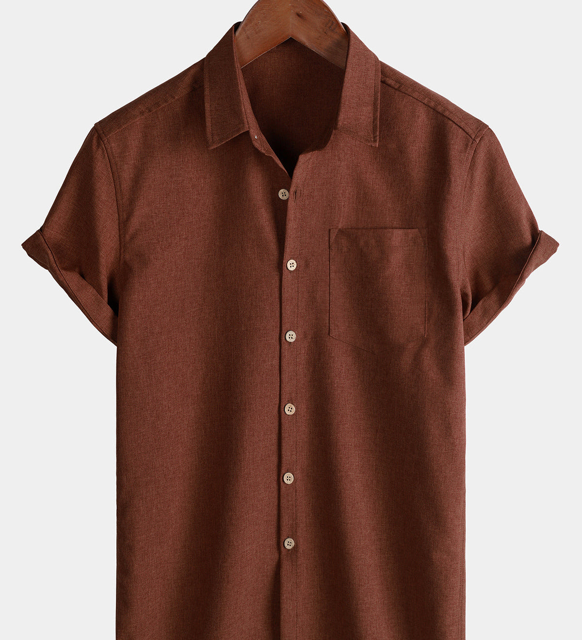 Men's Casual Solid Soft Casual Button Up Short Sleeve Shirt