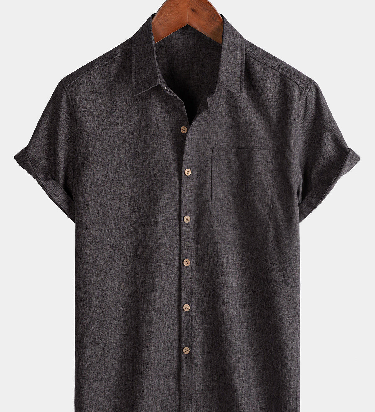Men's Casual Solid Soft Casual Button Up Short Sleeve Shirt