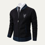The Levanzo Men’s Contrast Embroidered Knit Bomber Cardigan