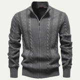 The Bolsena Men’s Slim Fit Cable Knit Zip Cardigan