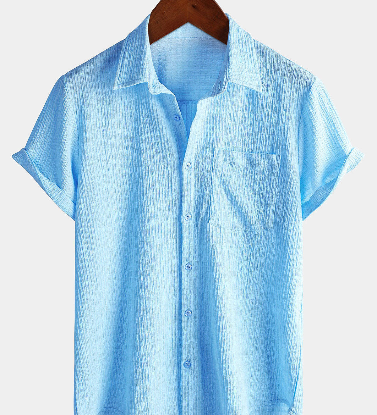 Men's Summer Solid Colour Pocket Casual Short Sleeve Shirt