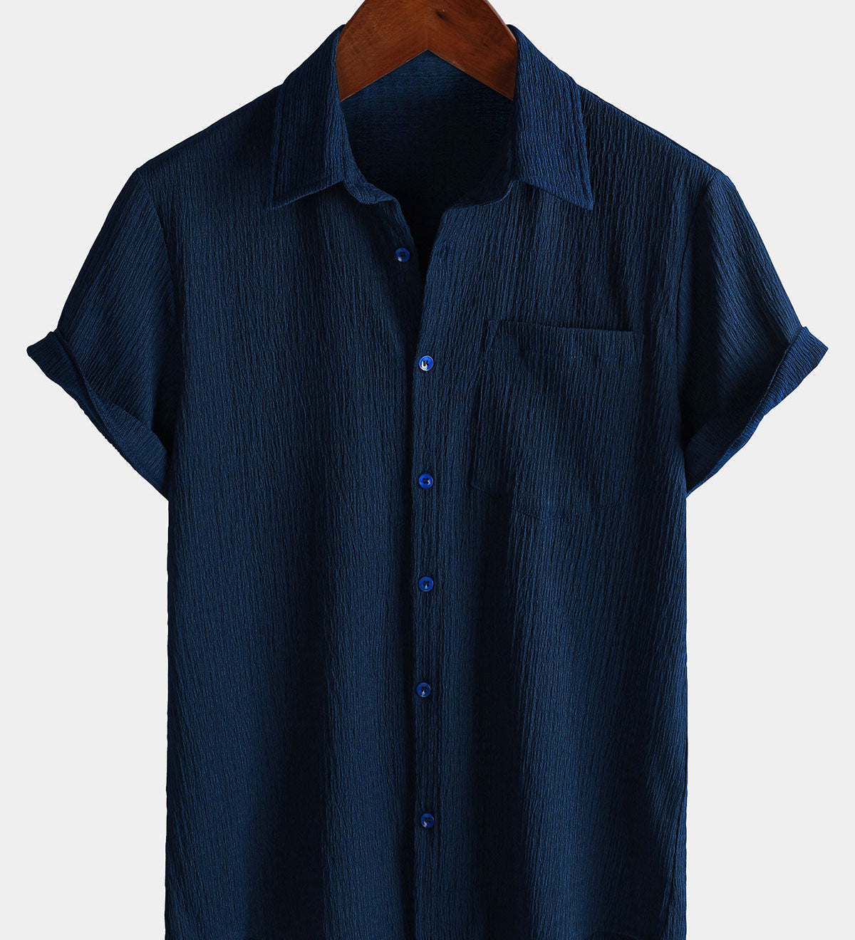 Men's Summer Solid Colour Pocket Casual Short Sleeve Shirt
