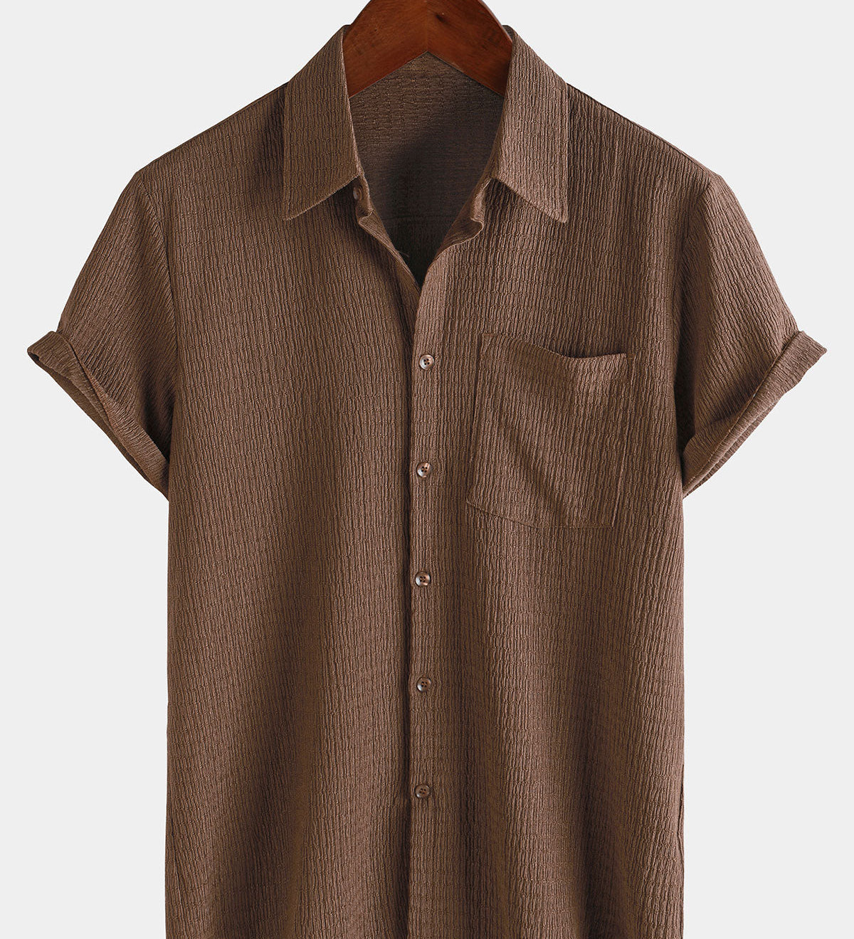 Men's Summer Solid Colour Pocket Casual Short Sleeve Shirt