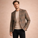 The Monopoli Men’s Slim Fit Check Plaid Tweed Blazer Suit