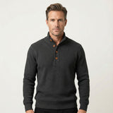 The Waldorf Men’s Grey Luxury Button Neck Knit Sweater