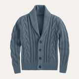 The Florence Men’s Winter Button-Up Cable Knit Shawl Collar Cardigan