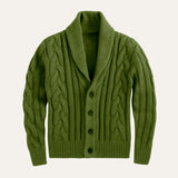 The Florence Men’s Winter Button-Up Cable Knit Shawl Collar Cardigan