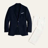 The Viareggio Men’s Two Piece Suit – Notch Lapel Single Breasted Jacket with White Trousers