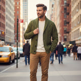 The Florence Men’s Winter Button-Up Cable Knit Shawl Collar Cardigan