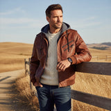The Palermo Leather Bomber Jacket – Men’s Hooded Classic Style