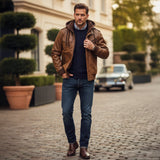 The Palermo Leather Bomber Jacket – Men’s Hooded Classic Style