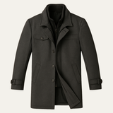 The Windermere Men’s Smart Wool Blend Jacket with Zipper and Button Closure
