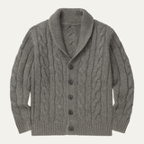 The Rome Men’s Casual Button-Up Cable Knit Shawl Collar Cardigan