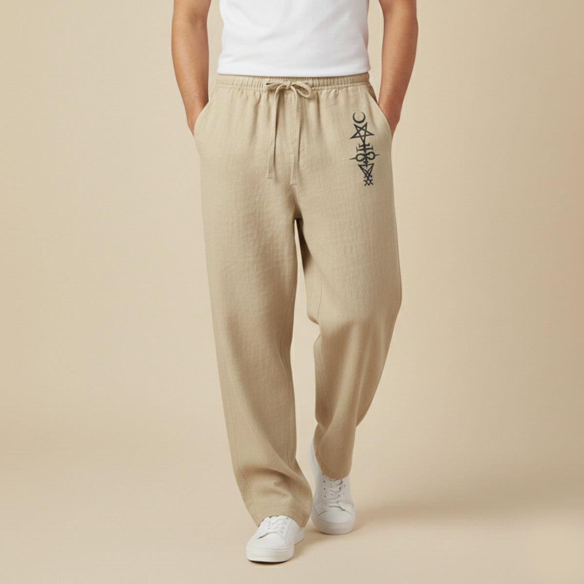 The Brookridge Men’s Trendy Relaxed Fit Linen Wide Leg Drawstring Pants