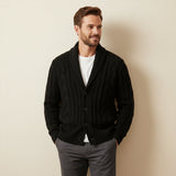 The Florence Men’s Winter Button-Up Cable Knit Shawl Collar Cardigan