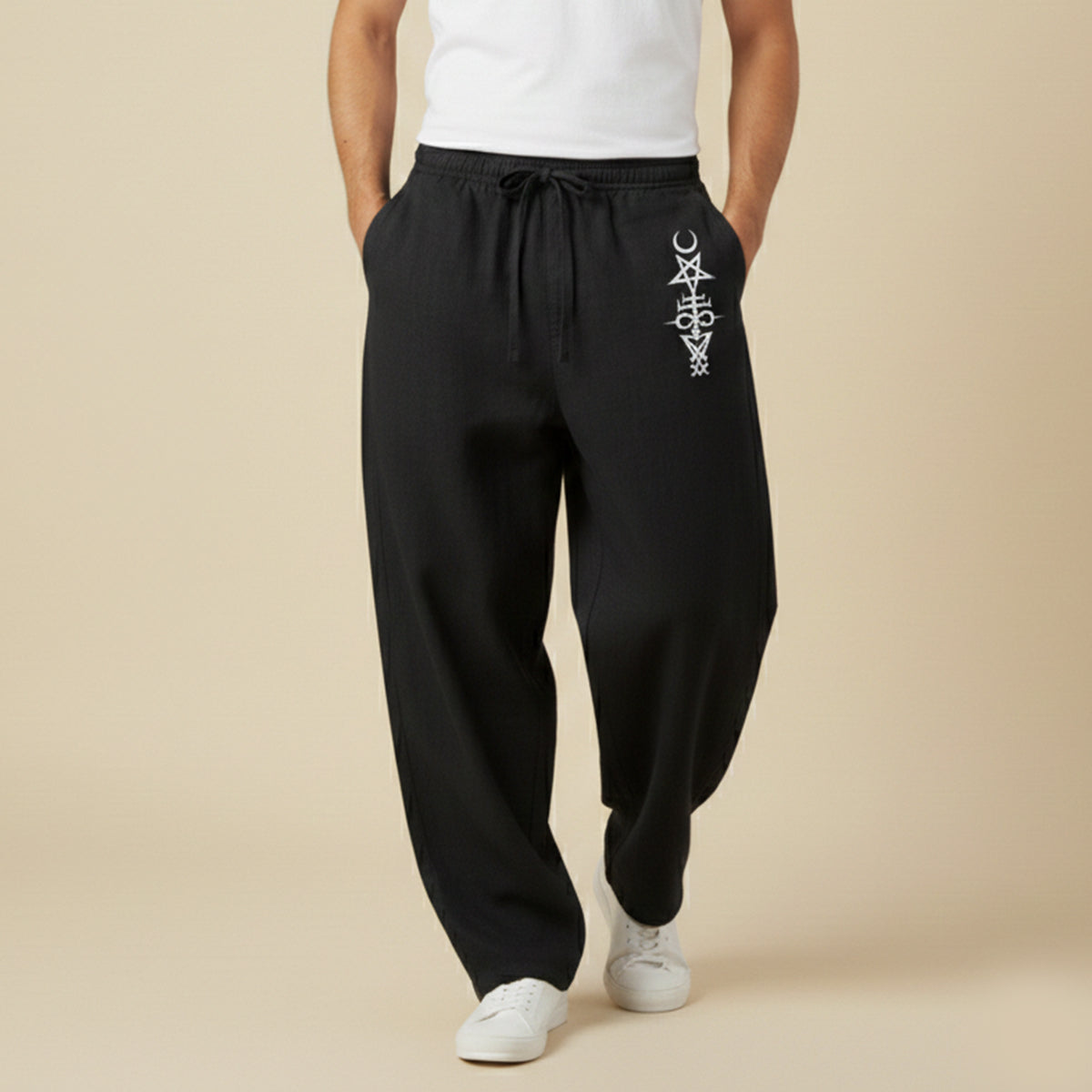 The Brookridge Men’s Trendy Relaxed Fit Linen Wide Leg Drawstring Pants