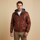 The Palermo Leather Bomber Jacket – Men’s Hooded Classic Style